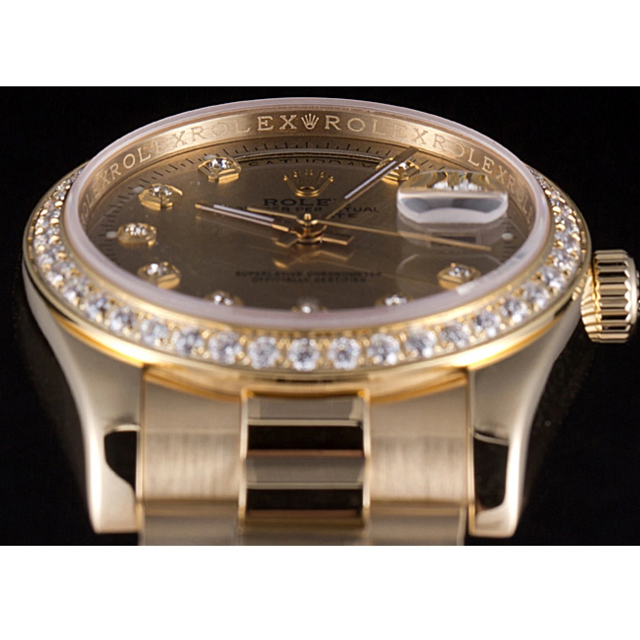 MiroTime 0820 Rolex Day-Date 18k Yellow Gold Plated Stainless Steel Gold Dial